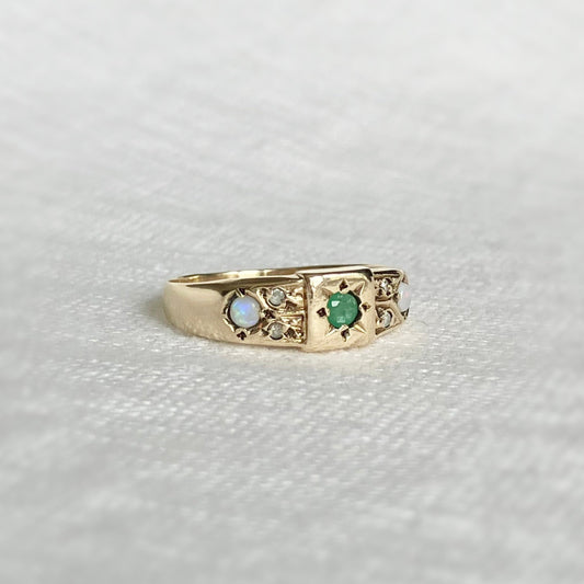 Constance Emerald and Opal Ring