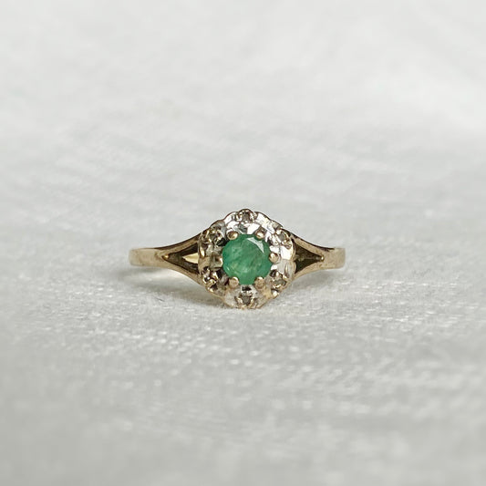 Ethel Emerald and Diamond Ring