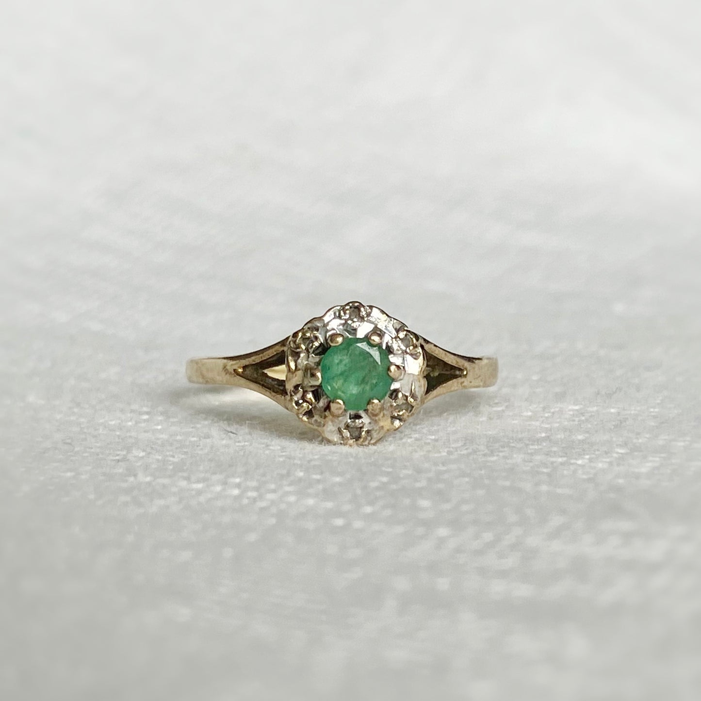 Ethel Emerald and Diamond Ring