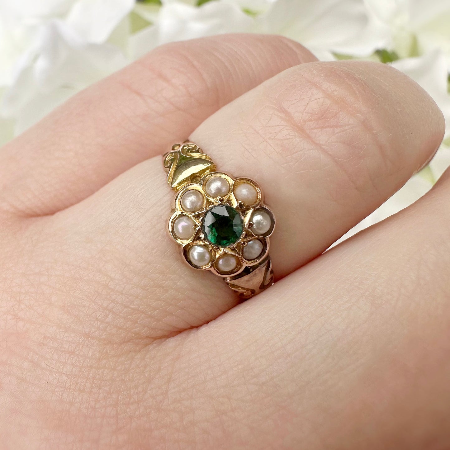 Florence Victorian Seed Pearl Cluster Ring