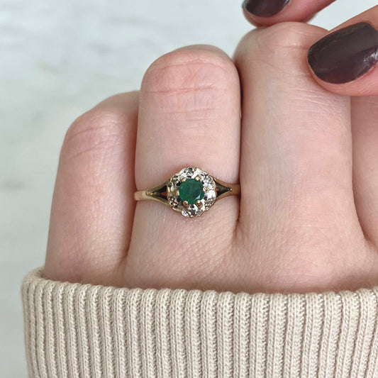 Ethel Emerald and Diamond Ring