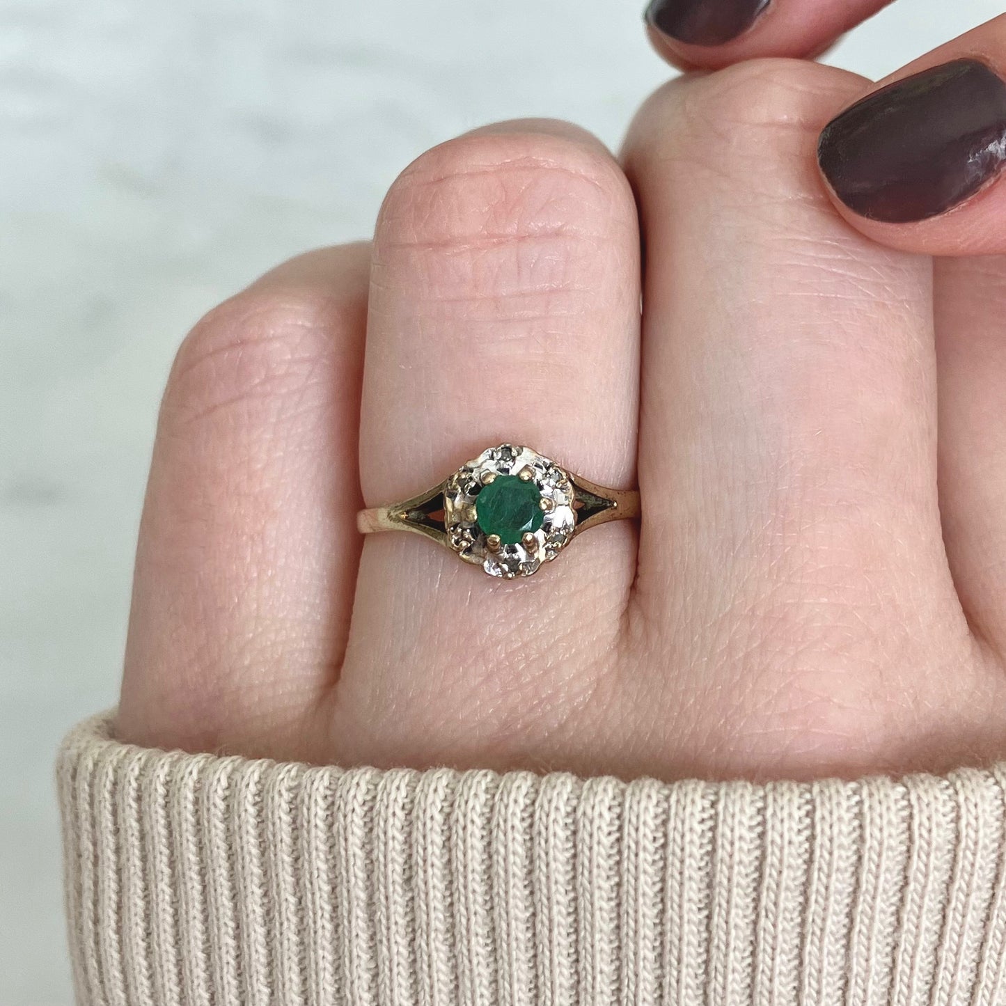 Ethel Emerald and Diamond Ring