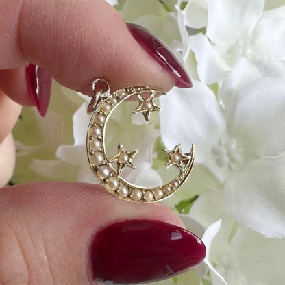 Estelle Victorian Moon Pendant Peach and Willow