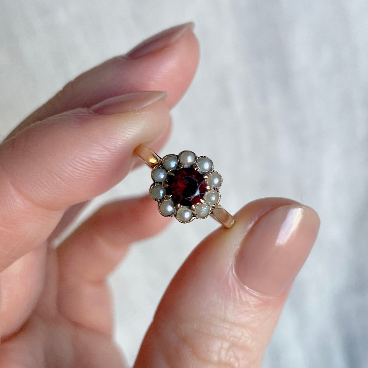 Mabel Antique Ruby and Pearl Ring