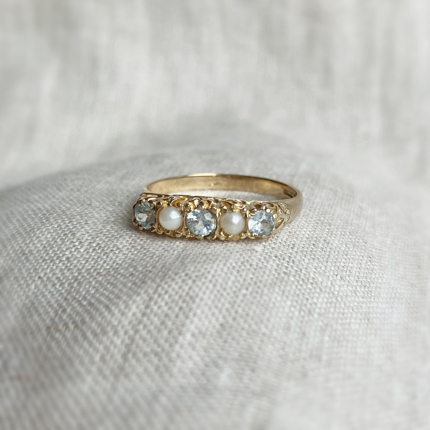 Naomi Pearl and Topaz Ring