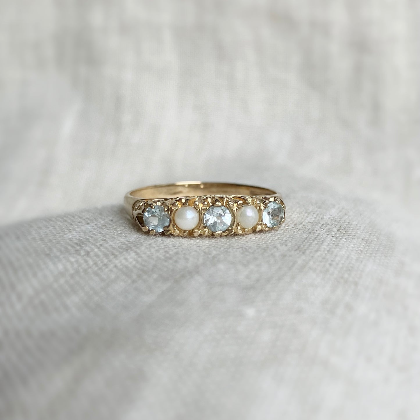 Naomi Pearl and Topaz Ring