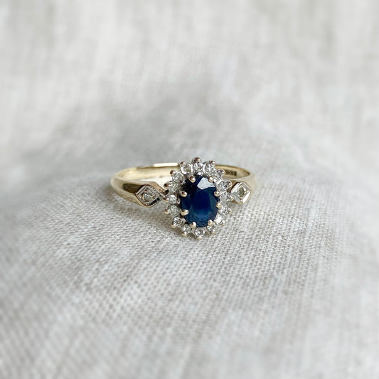 Sybil Sapphire and Diamond Ring
