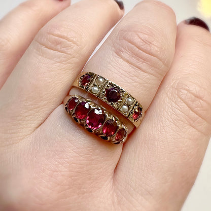 Rowena 9ct Garnet Pearl Starburst Ring
