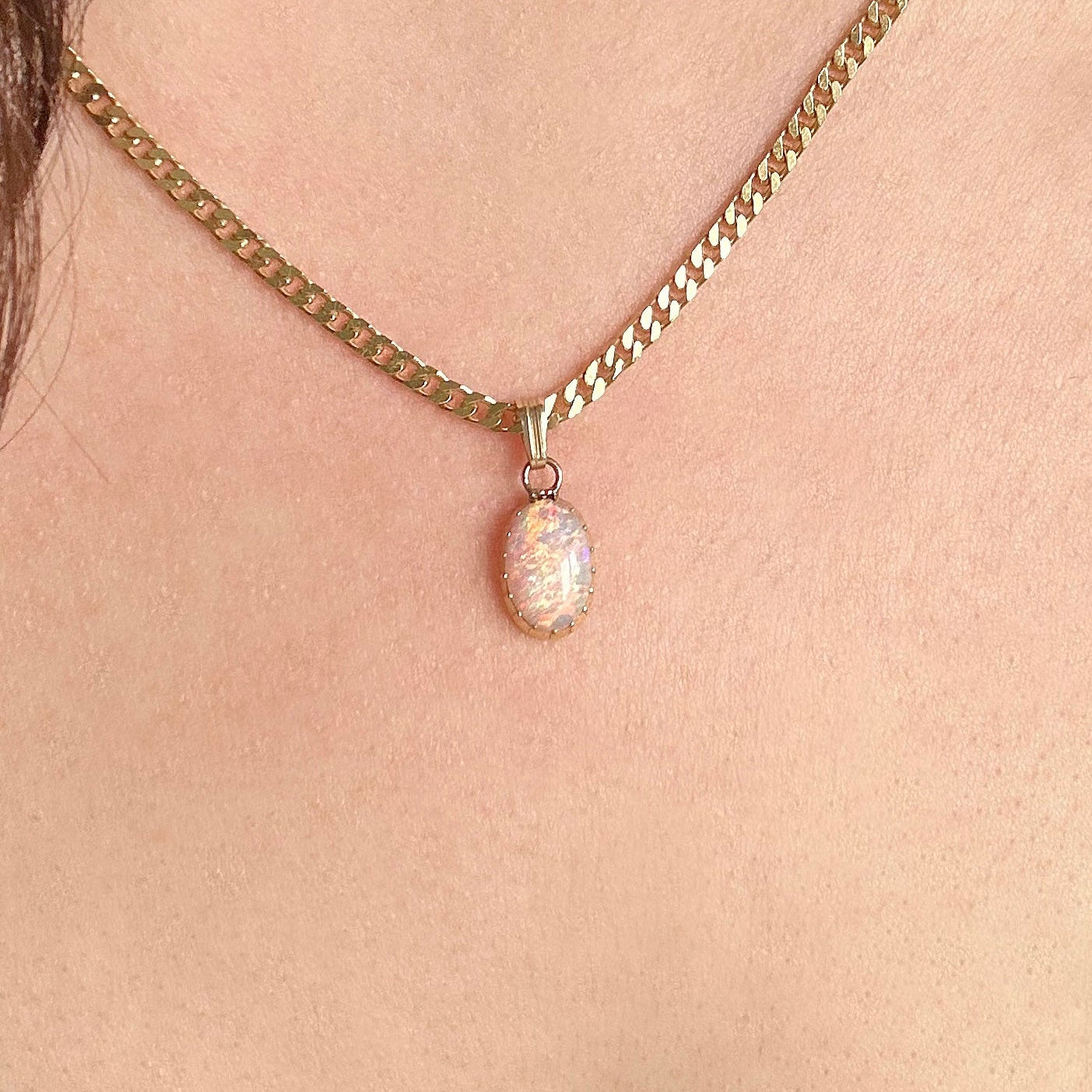 18ct gold opal oval pendant necklace victorian antique