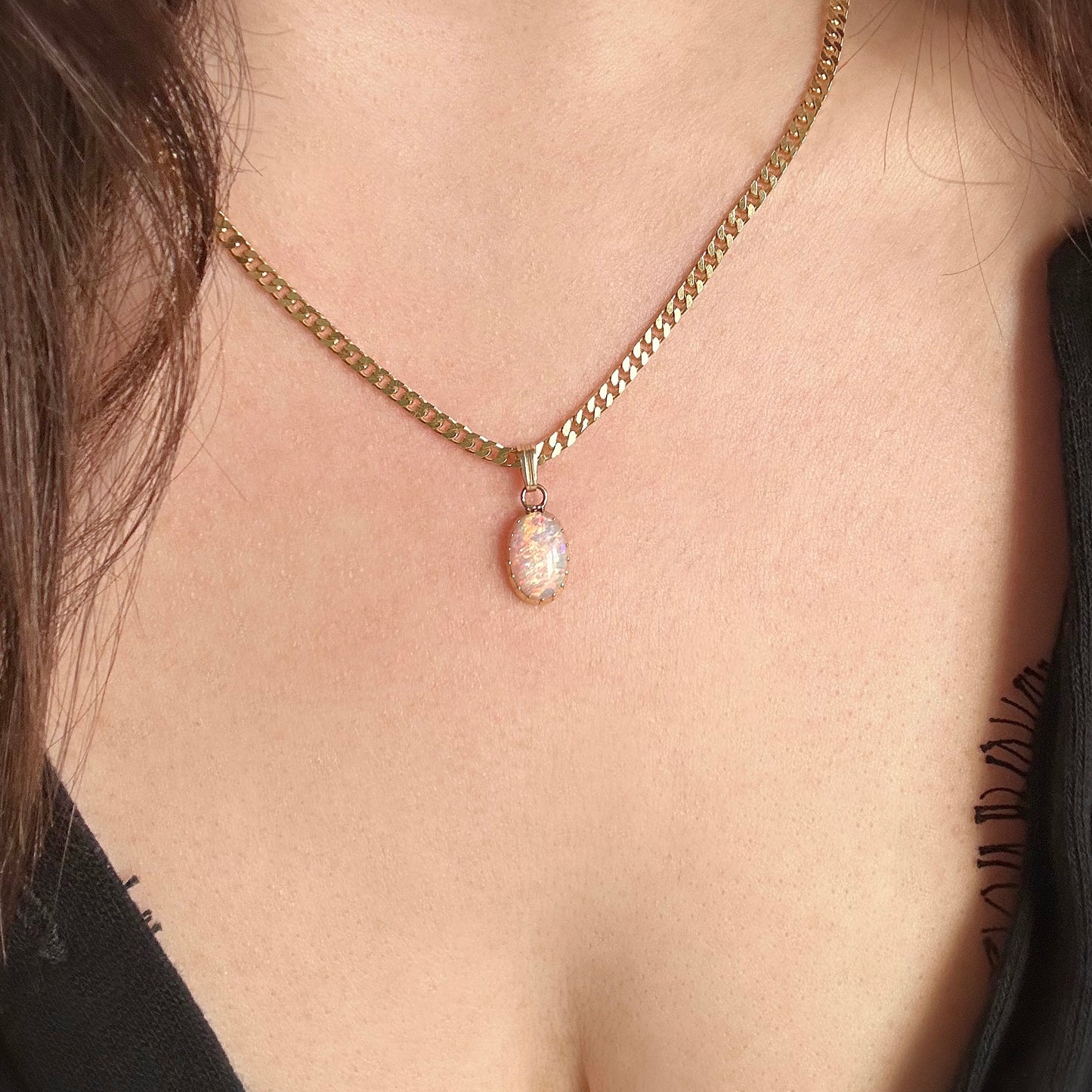 18ct gold opal oval pendant necklace victorian antique