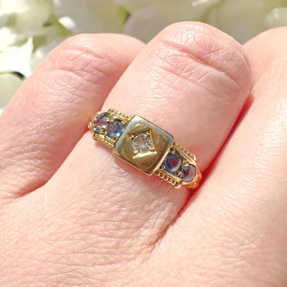 Tallulah 18ct Gold Sapphire and Diamond Edwardian Gypsy Ring