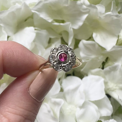 Rosa Victorian Ruby and Diamond Engagement Ring