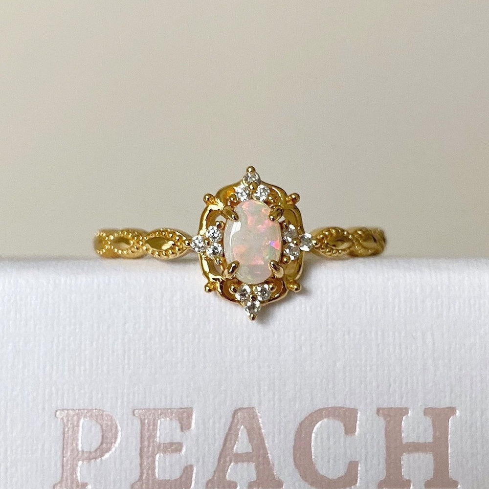 Dahlia Opal Ring Gold