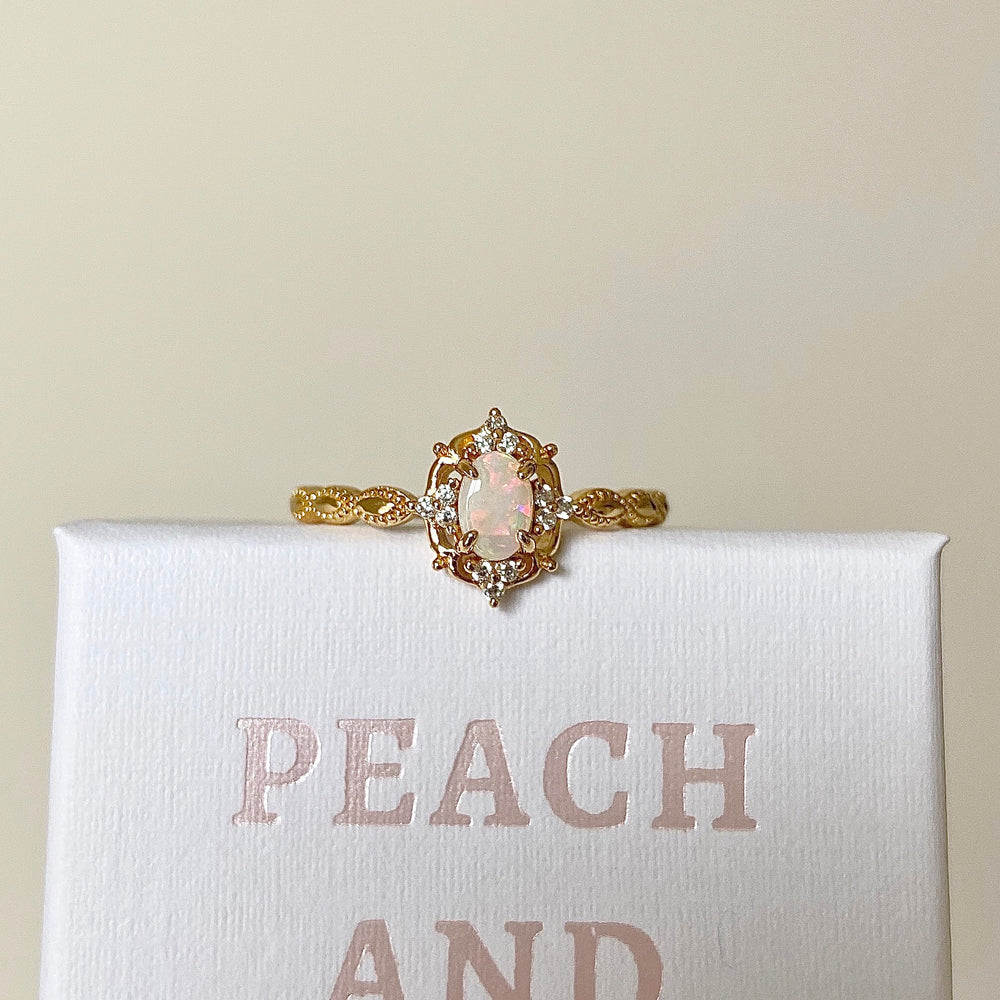 
                  
                    Load image into Gallery viewer, Dahlia Opal Ring Gold
                  
                