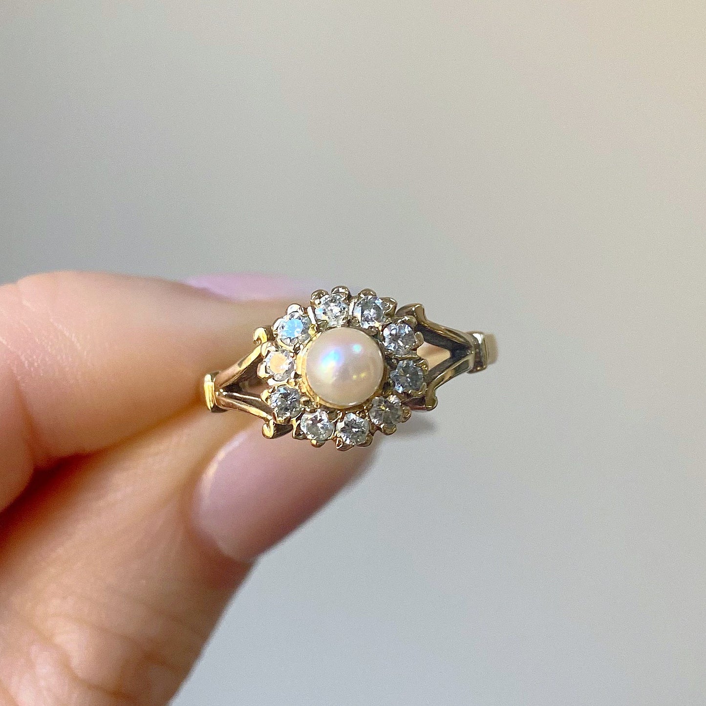 Dahlia Diamond and Pearl Ring