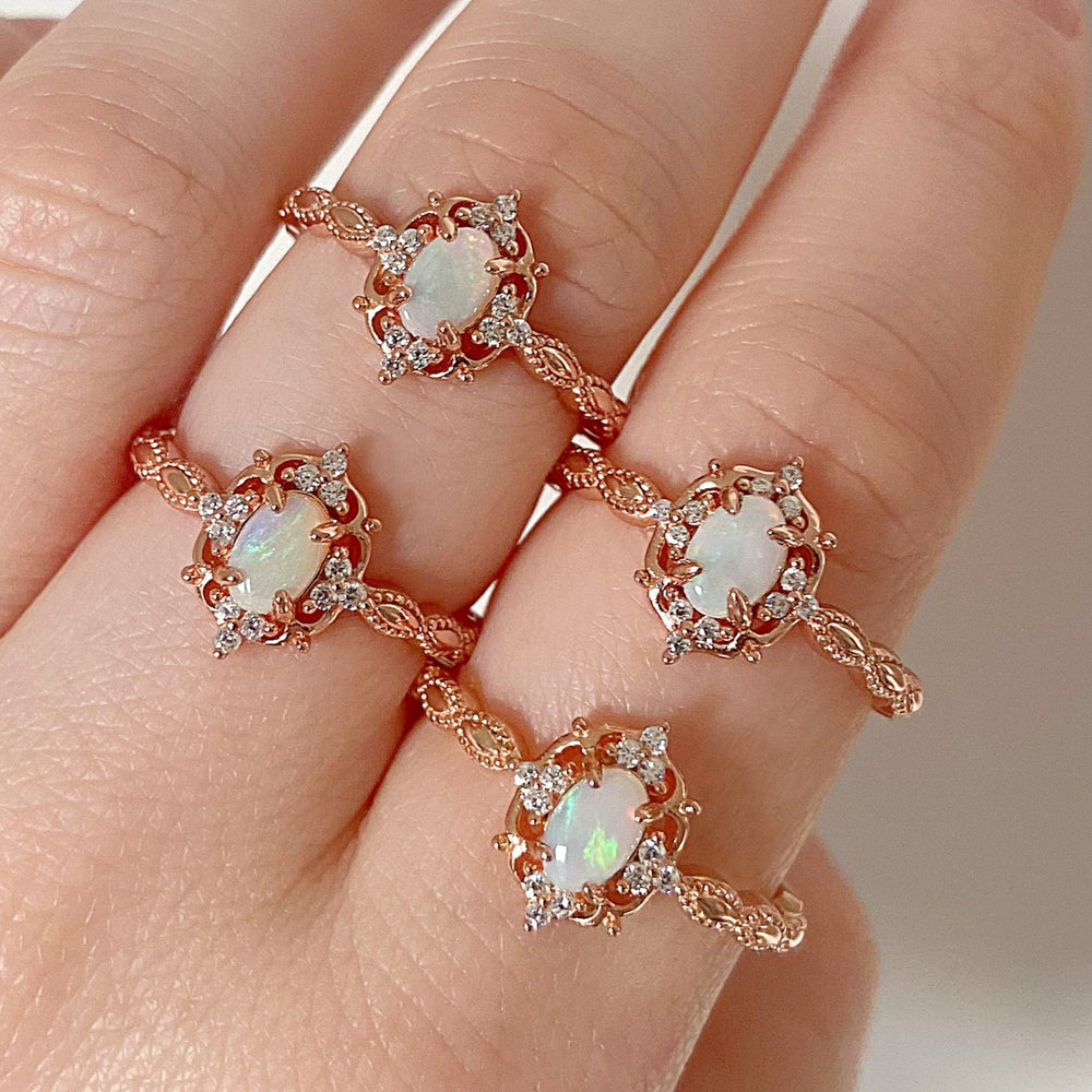 Dahlia Opal Ring Rose Gold