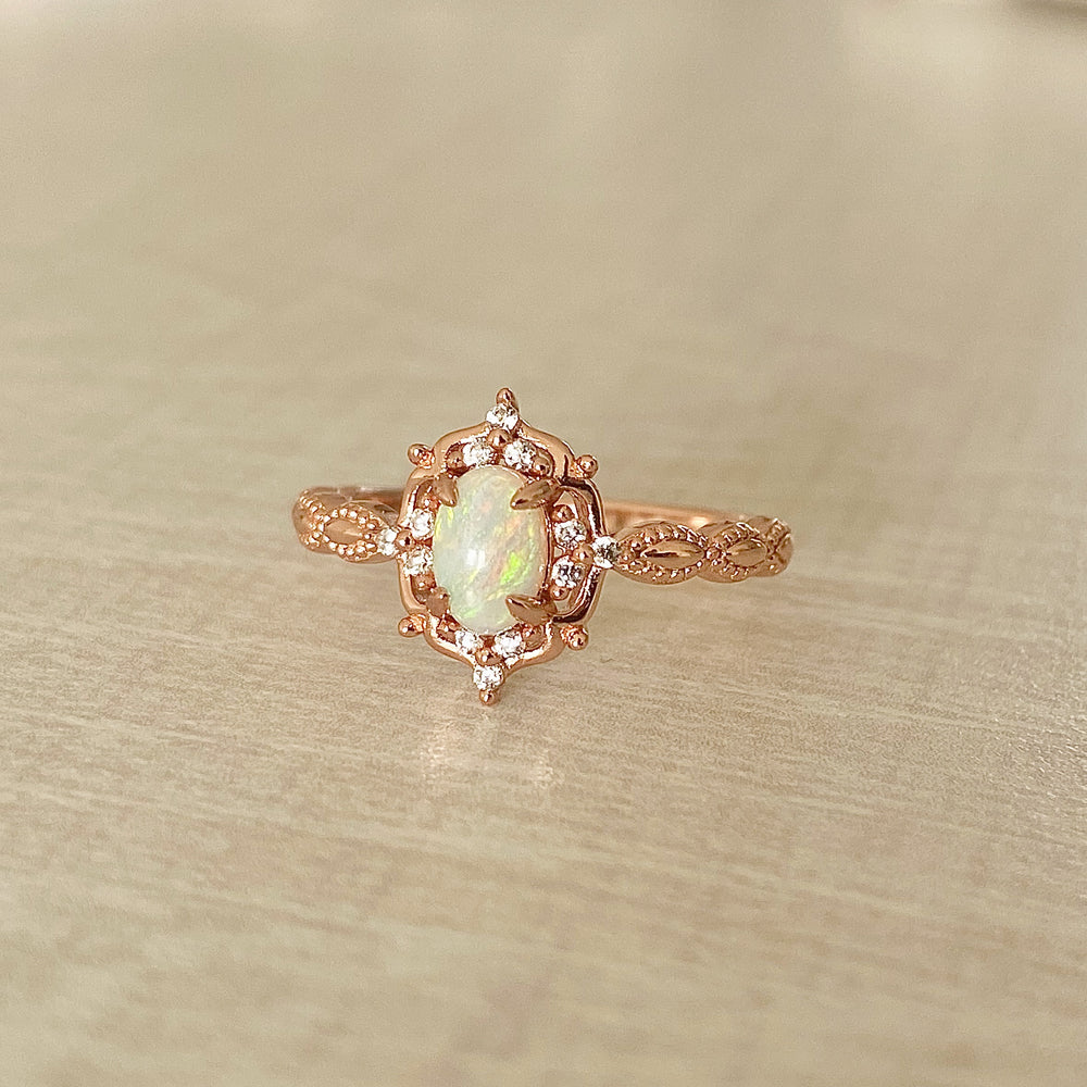 
                  
                    Load image into Gallery viewer, Dahlia Opal Ring Rose Gold
                  
                