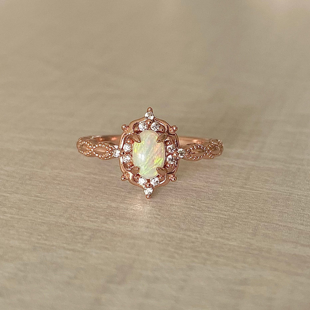 
                  
                    Load image into Gallery viewer, Dahlia Opal Ring Rose Gold
                  
                